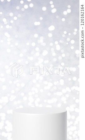 Round light and white pedestal on a white background. 3D (portrait) Round light and white pedestal on a white background. 3D (portrait) 120162164