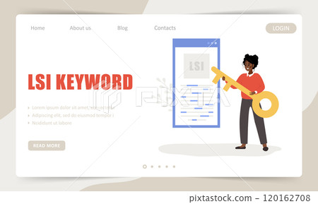 Lsi keyword. Landing page template. Latent Semantic Indexing. SEO concept. Vector illustration in flat cartoon style Lsi keyword. Landing page template. Latent Semantic Indexing. SEO concept. Vector illustration in flat cartoon style 120162708