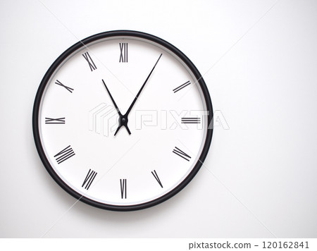 Clock Showing 23.05 or 11.05 with Roman Numerals. Simple Round Clock for Concepts of Time Management and Scheduling. 120162841