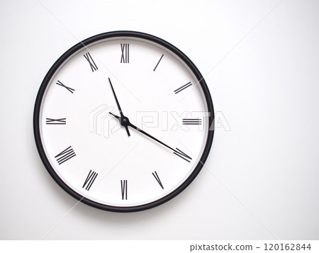 Clock Showing 23.20 or 11.20 with Roman Numerals. Simple Round Clock for Concepts of Time Management and Scheduling. 120162844