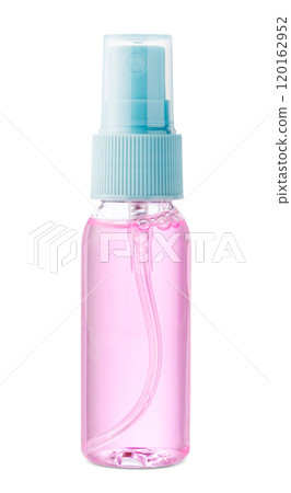 Clear plastic bottle filled with liquid, commonly used for skincare products Clear plastic bottle filled with liquid, commonly used for skincare products 120162952