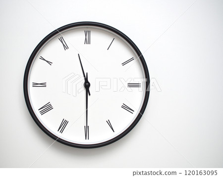 Clock Showing 23.30 or 11.30 with Roman Numerals. Simple Round Clock for Concepts of Time Management and Scheduling. Clock Showing 23.30 or 11.30 with Roman Numerals. Simple Round Clock for Concepts of Time Management and Scheduling. 120163095