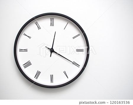 Clock Showing 12.20 or 00.20 with Roman Numerals. Simple Round Clock for Concepts of Time Management and Scheduling. 120163536