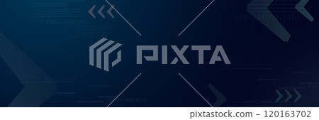 Several bold, bright blue arrows and numeric digits scattered randomly on a deep blue background. 120163702