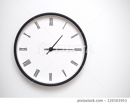 Clock Showing 13.15 or 01.15 with Roman Numerals. Simple Round Clock for Concepts of Time Management and Scheduling. Clock Showing 13.15 or 01.15 with Roman Numerals. Simple Round Clock for Concepts of Time Management and Scheduling. 120163953