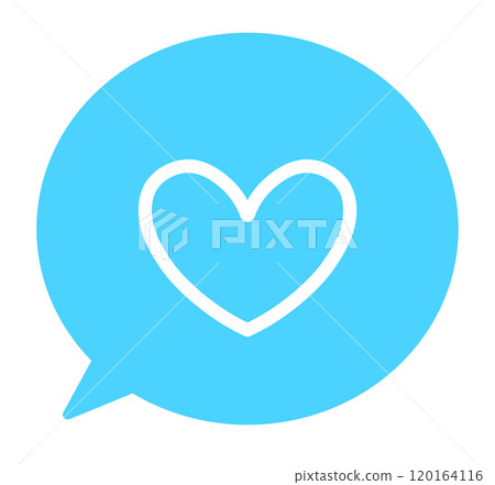 Simple light blue heart mark and speech bubble 120164116