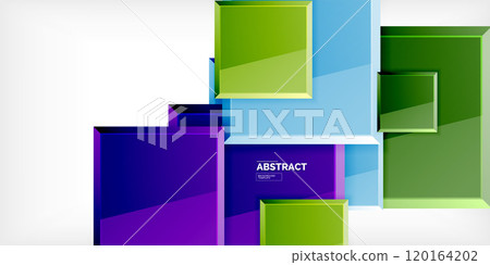 Colorful squares with reflections abstract background design. Vector Illustration For Wallpaper, Banner, Background, Card, Book Illustration, landing page 120164202
