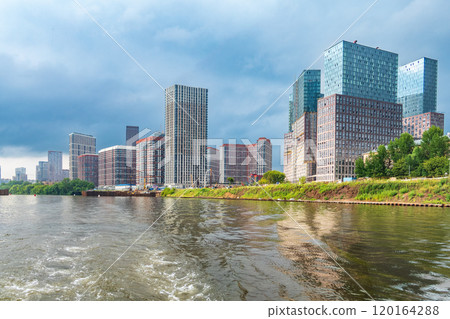 Moskva River and urban architecture of the capital downtown on a summer day Moskva River and urban architecture of the capital downtown on a summer day 120164288