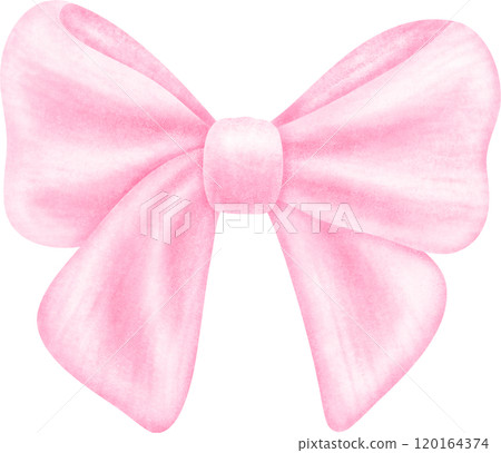 Coquette pink bow ribbon watercolor 120164374