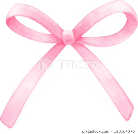 Coquette pink bow ribbon watercolor 120164376