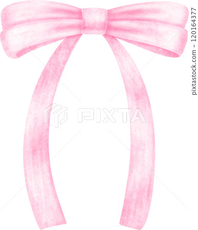 Coquette pink bow ribbon watercolor 120164377