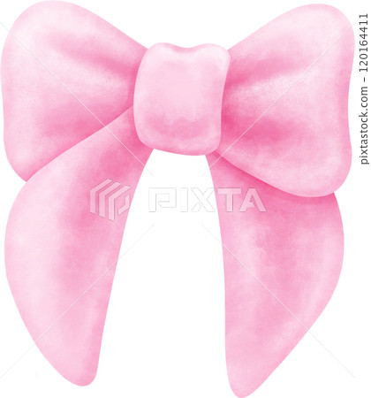 Coquette pink bow ribbon watercolor 120164411