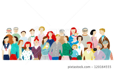 很多人的手繪插畫 120164555
