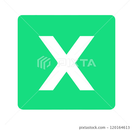 簡單的綠色 X 圖標 120164613