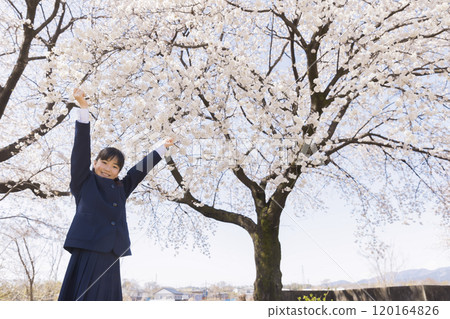 Image of new junior high school student graduating from elementary school 120164826