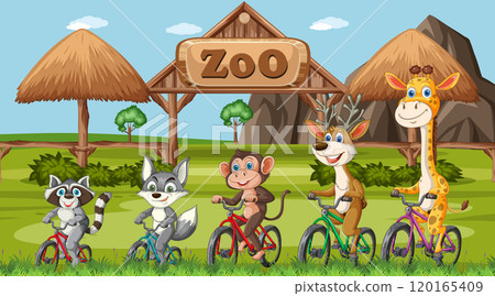Animals Biking Adventure at the Zoo Animals Biking Adventure at the Zoo 120165409