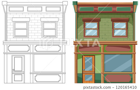 Colorful and Outline House Illustration 120165410