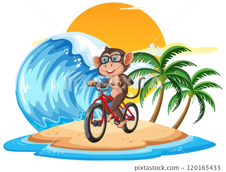 Monkey Biking on Tropical Island Monkey Biking on Tropical Island 120165433