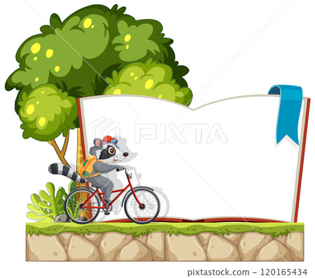 Raccoon Riding Bicycle by Open Book Raccoon Riding Bicycle by Open Book 120165434