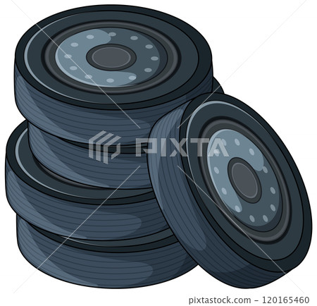 Stack of Car Tires Illustration Stack of Car Tires Illustration 120165460