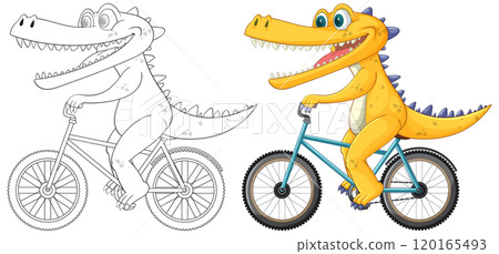 Crocodile Riding a Bicycle Illustration 120165493