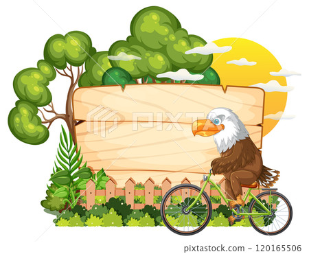 Eagle Riding Bicycle in Nature Scene 120165506