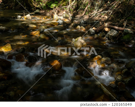 Azusa River, Northern Alps, Nagano in late summer Azusa River, Northern Alps, Nagano in late summer 120165849