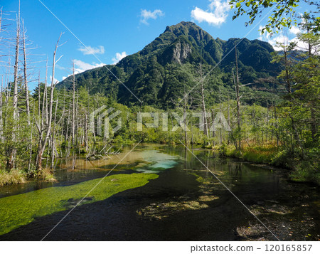 Azusa River, Northern Alps, Nagano in late summer Azusa River, Northern Alps, Nagano in late summer 120165857