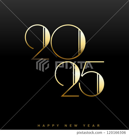 Modern Gold 2025 New Year Celebration Art Design . Vector 120166306