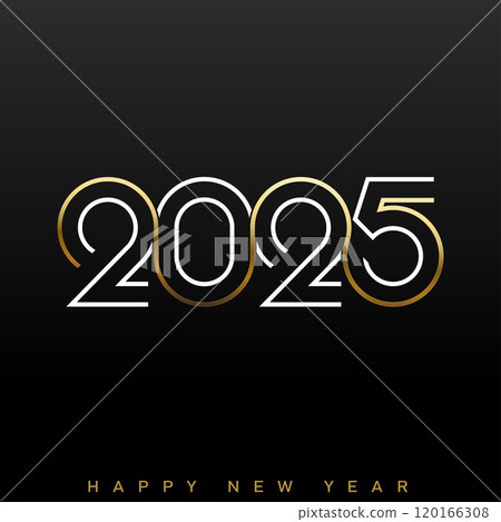 Modern Gold 2025 New Year Celebration Art Design . Vector Modern Gold 2025 New Year Celebration Art Design . Vector 120166308