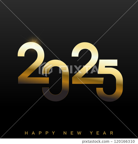 Modern Gold 2025 New Year Celebration Art Design . Vector Modern Gold 2025 New Year Celebration Art Design . Vector 120166310