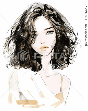 中等頭髮女性肖像 AI 圖像 120166478