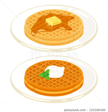 圓形華夫餅放在盤子上 120166580