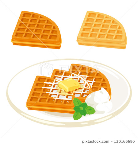 Waffle set on a plate Waffle set on a plate 120166690