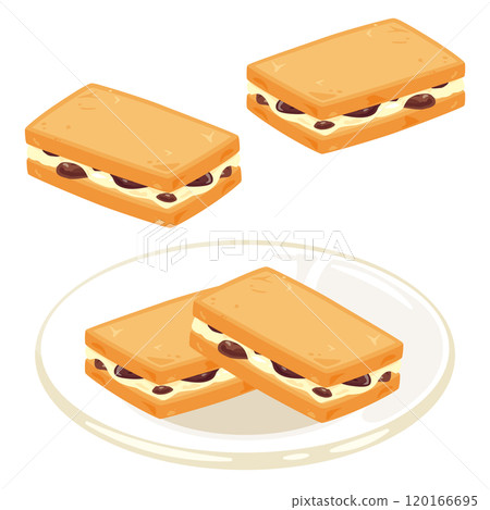 Raisin butter sandwich set served on a plate Raisin butter sandwich set served on a plate 120166695