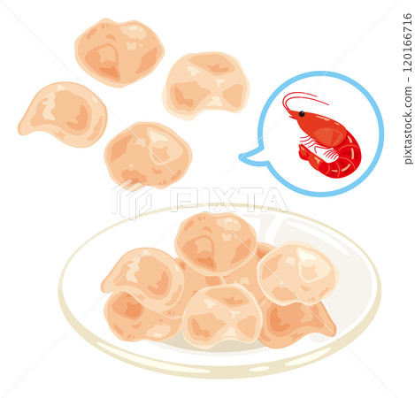 蝦米果放在盤子裡 120166716