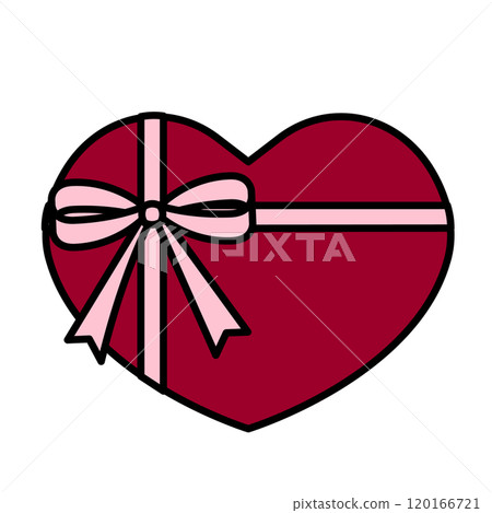Heart-shaped present with pink ribbon 120166721