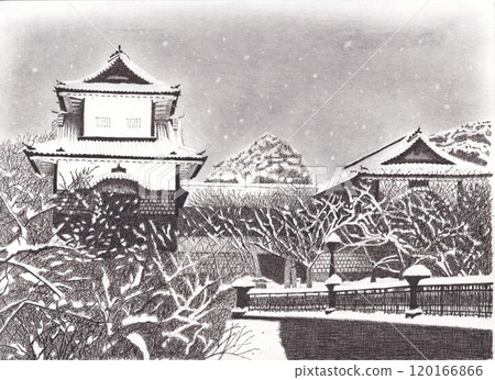 Snow falling Kanazawa Castle Snow falling Kanazawa Castle 120166866