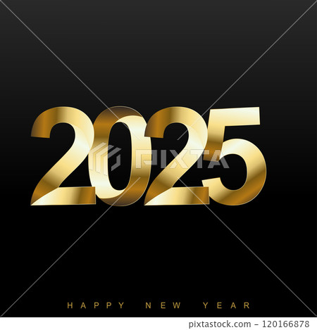 Modern Gold 2025 New Year Celebration Art Design . Vector 120166878