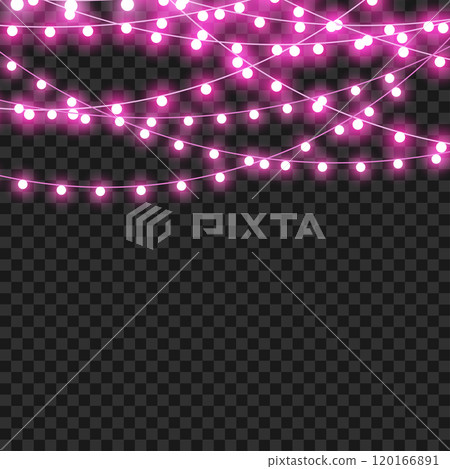 Christmas and New Year Festive Pink String Lights Decoration Vector 120166891