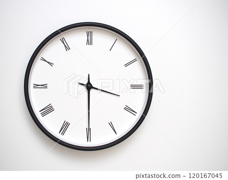 Clock Showing 15.30 or 03.30 with Roman Numerals. Simple Round Clock for Concepts of Time Management and Scheduling. Clock Showing 15.30 or 03.30 with Roman Numerals. Simple Round Clock for Concepts of Time Management and Scheduling. 120167045