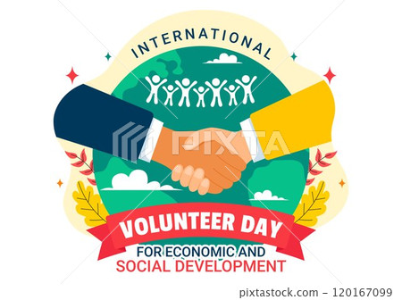 International Volunteer Day for Economic and Social Development Vector Illustration on December 5, featuring Helping Hands in a Flat Background 120167099
