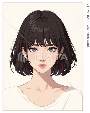 Portrait of a woman with bob hair AI image 120167216