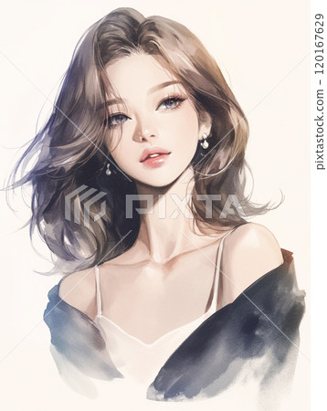 長髮女人肖像AI圖像 長髮女人肖像AI圖像 120167629