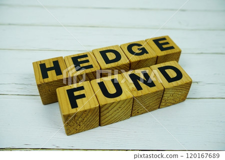 Hedge Fund with wooden blocks alphabet letters on wooden background Hedge Fund with wooden blocks alphabet letters on wooden background 120167689