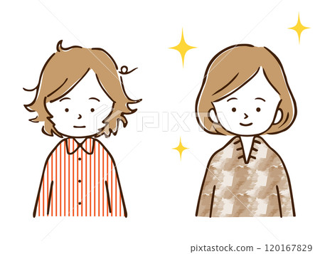 女人早上起床前和出門後 120167829