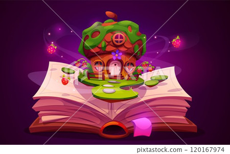 Open book about magic adventure in forest for kid 120167974