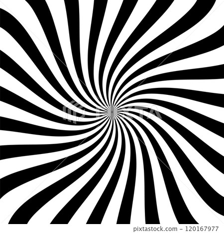 Psychedelic hypnotic spiral pattern with swirl hypnosis illusion, vector background. Hypnotic spiral pattern of white black swirls and twirls of wormhole tunnel for optical illusion psychedelic effect Psychedelic hypnotic spiral pattern with swirl hypnosis illusion, vector background. Hypnotic spiral pattern of white black swirls and twirls of wormhole tunnel for optical illusion psychedelic effect 120167977