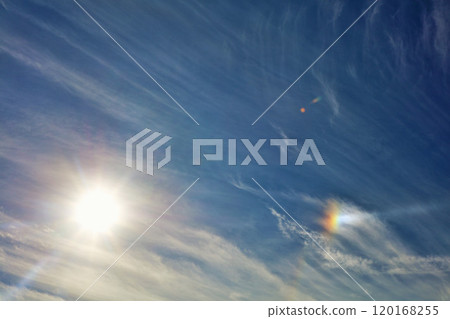 Autumn blue sky, clouds and sunlight Autumn blue sky, clouds and sunlight 120168255