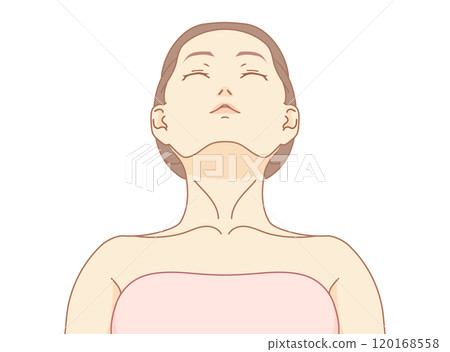仰睡覺的女人的臉部插圖 120168558